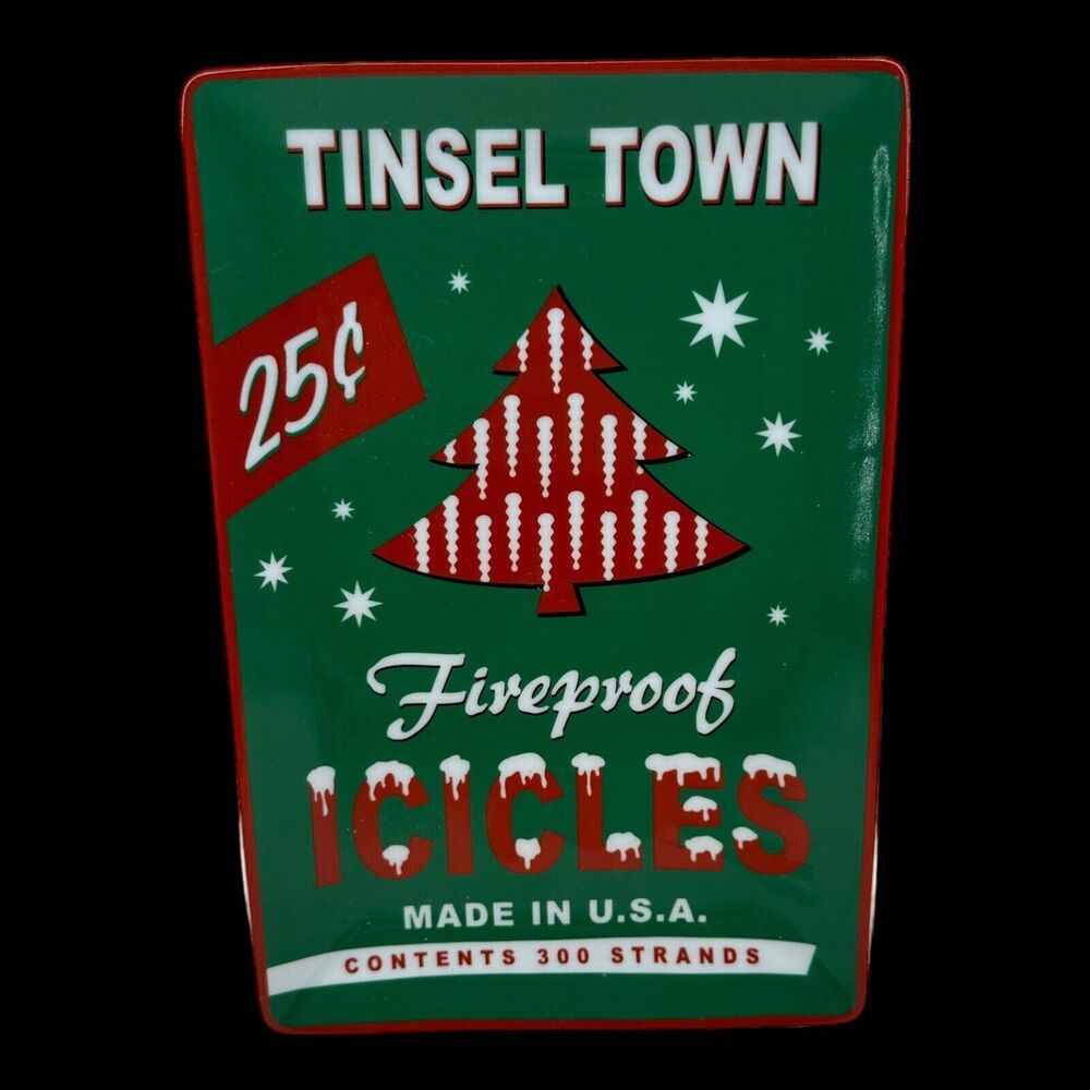 Boston Warehouse "Tinsel Town Fireproof Icicles" Catch All Dish Retro Box 2006